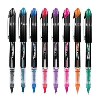 uniball Vision Elite Roller Ball Pen, Stick, Micro 0.5 Mm, Assorted Ink Colors, Black Barrel