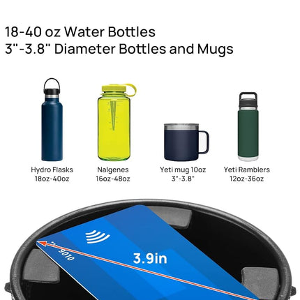 JOYTUTUS Upgraded Car Cup Holder Expander with Offset Base, Fit for YETI, Hydro Flask, Large Cup Holder Expander for Car Hold 18-40 oz Bottles and Mugs, Other Bottles in 3.4"-3.8"(Bling)