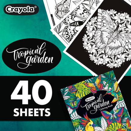 Crayola Tropical Garden Coloring Book, Adult Coloring Gift, 40 Pages