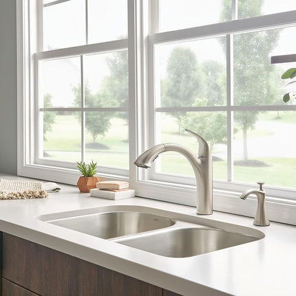 Moen 7545SRS Camerist Robinet de cuisine rétractable à une poignée avec Power Clean et Reflex, acier inoxydable anti-taches, 0,375