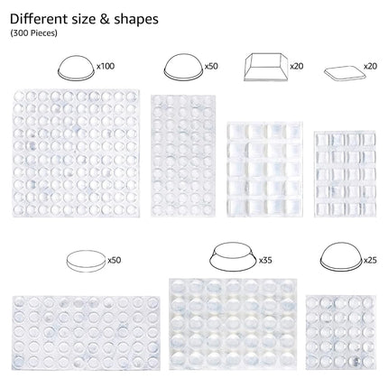 Amazon Basics 300 Piece Clear Self-Adhesive Rubber Bumpers Pads, 17.5 x 11.4 x 1.52 cm