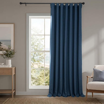 HPD Half Price Drapes Faux Linen Textured Room Darkening Curtains for Bedroom 96 Inches Long (1 Panel), 100W X 96L Extra Wide Curtains for Living Room Home Decor, Nightfall Navy