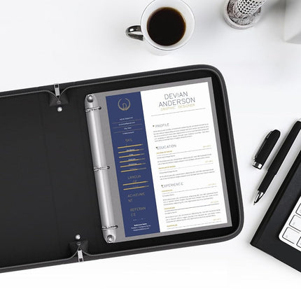 ZOOPIP Fireproof 3 Ring Binder with Zipper,1 Inch D Rings Hold up 245 Sheets of 8.5" x 11" (A4),Compatible with Clear Page Protectors, Built-in net and Pen Holder (1 Pcs, Black, 1")