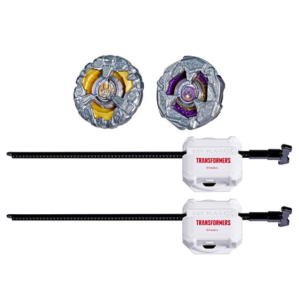 Beyblade X and Transformers Collab, Bumblebee 3-60GP vs. Shockwave 5-80O, 2 Takara Tomy Tops, 2 Launchers, Battling Top Game Toys, Ages 8+