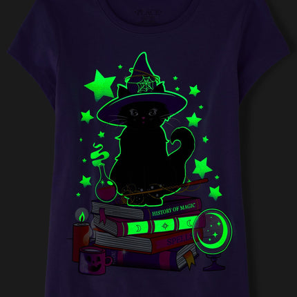 The Children's Place Girls All Holidays Short Sleeve Graphic T-Shirts,multipacks, Cat/Witch Cat/Spooky Icons, X-Large