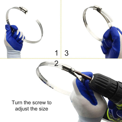 EesTeck 5" Adjustable 304 Stainless Steel Duct Clamps Hose Clamp Pipe Clamp Air Ducting Clamp worm drive hose clamps (4Pcs, 118mm-140mm)