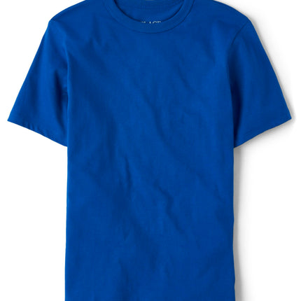The Children's Place Boys' Basic Short Sleeve Tee, Blue/Grey/Red/White 4-Pack, X-Small