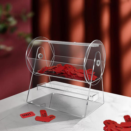 Acrylic Raffle Drum, Clear Raffle Ticket Spinner Cage, Transparent Raffle Ticket Box for Lottery Games, Bingo, Raffle Balls