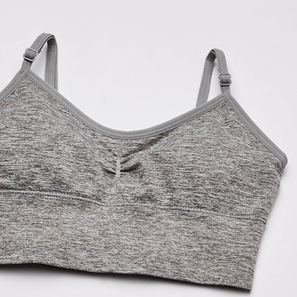 Maidenform Girls Seamless Ruched Crop Bra, Pearl/Heather Gray, Large