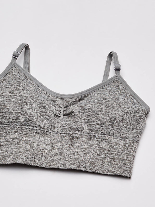 Maidenform Girls Seamless Ruched Crop Bra, Pearl/Heather Gray, Large