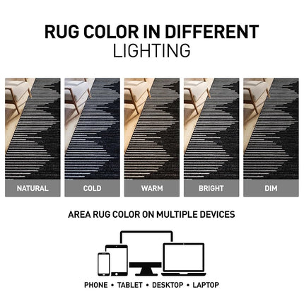 Rugshop Bohemian Stripe Stain Resistant High Traffic Living Room Kitchen Bedroom Dining Home Office Runner Rug 2'7" x 8' Black