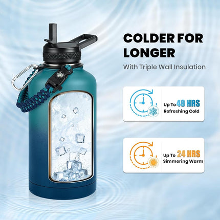 RAYMYLO 2L Insulated Water Bottle, Triple Wall Vacuum Stainless Steel