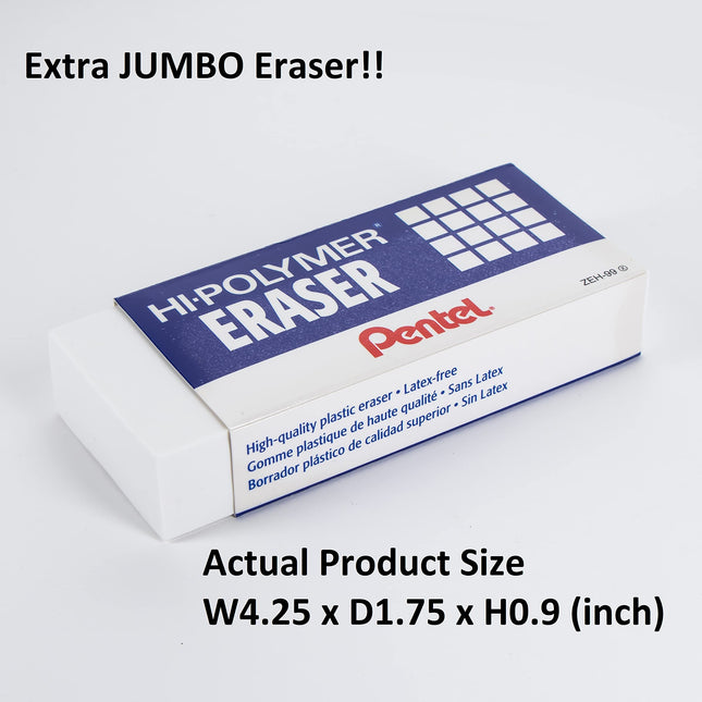 Goma de borrar Pentel Hi-Polymer Block, blanca Super XL, 1 unidad (ZEH99BP)