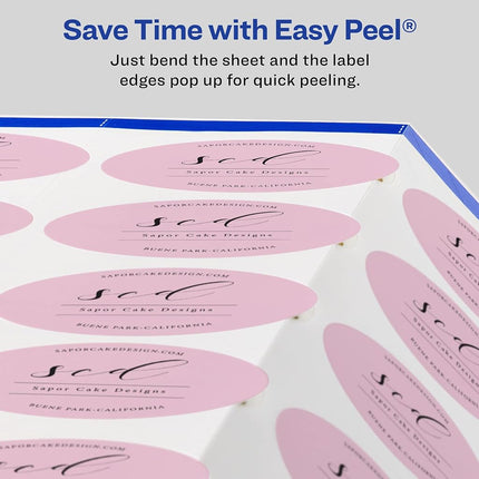 Avery Matte White Oval Labels with Sure Feed, 2" x 3-1/3", 800 Matte White Printable Labels