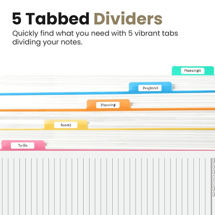 Taja Spiral Notebooks for Work 5 Subject Notebook with Removable Dividers