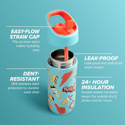 Gatorade Kids' Rookie Metal Water Bottle, 12oz, Stainless Steel Bottle, Double-Wall Insulation, Vacuum Insulated, Thermo Mug