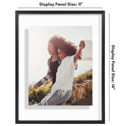 Americanflat Aluminum 11x14 Floating Picture Frame in Black - Use as 11x14 Picture Frame or 8x10 Floating Frame - Photo Frame with Slim Metal Molding and Polished Plexiglass with Hanging Hardware