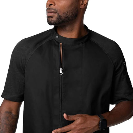 Chef Works Men's Varkala Chef Coat, Black, M