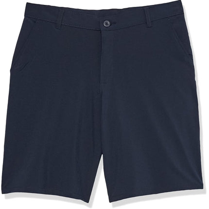 IZOD Boys' School Uniform Flat Front Khaki Shorts, Moisture Wicking Performance Fabric, Wrinkle & Fade Resistant, Navy, 5