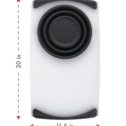 Dexas Over The Sink Strainer Board, 11.5 x 20, Natural/Gray