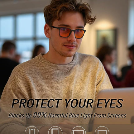 Bloomoak 99% Gaming Glasses | Blue Light Blocking Glasses | Comfortable | Anti Glare, Fatigue, Eyestrain | Computer,Screen,Phone