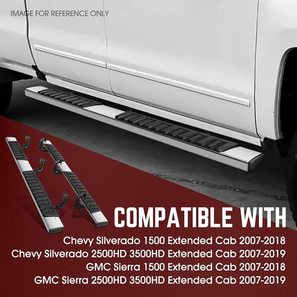 DNA MOTORING 6" Running Boards Compatible with 07-18 Silverado/Sierra 1500, 07-19 Silverado 2500HD 3500HD Crew Cab, Side Step Nerf Bars, STEPB-ZTL-8017