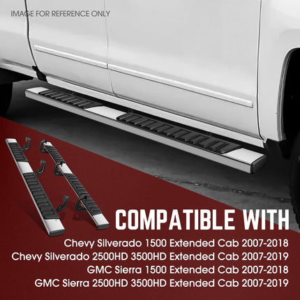 DNA MOTORING 6" Running Boards Compatible with 07-18 Silverado/Sierra 1500, 07-19 Silverado 2500HD 3500HD Crew Cab, Side Step Nerf Bars, STEPB-ZTL-8017