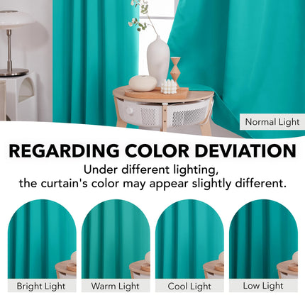 Deconovo Thermal Insulated Drapes and Curtains- Back Tab and Rod Pocket Blackout Curtains for Kid Bedroom, 42x54 Inch, Turquoise, 2 Panels