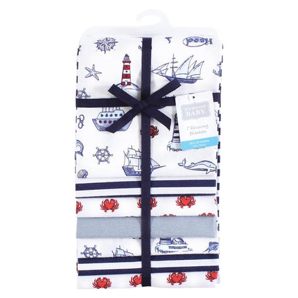 Hudson Baby Unisex Baby Cotton Flannel Receiving Blankets Bundle, Lighthouse, One Size