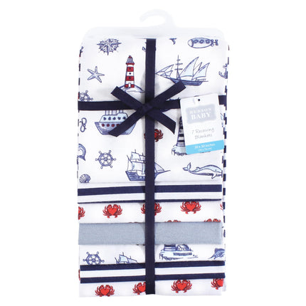 Hudson Baby Unisex Baby Cotton Flannel Receiving Blankets Bundle, Lighthouse, One Size