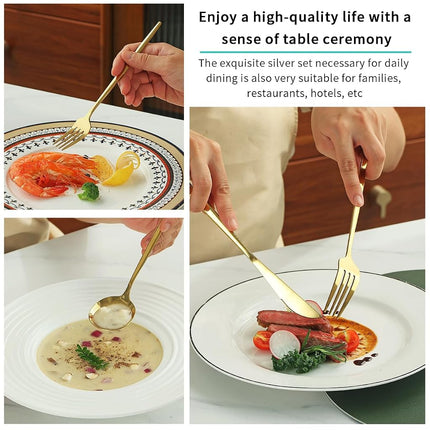 Evanda Gold Cutlery Set 64-Piece Service for 16 People, Titanium Gold-Plated Stainless Steel Cutlery Set, Knife Forks Spoons Cutlery Set for Wedding, Parties, Birthday, WCAU, Dishwasher Safe