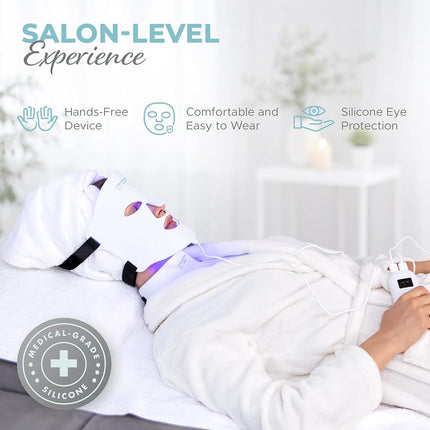 Nourished Bodynskin LED Light Therapy Face & Neck Mask - Facial Skin Care Device - 7 Colors Red & Blue - Rejuvenation, Anti-aging Product for Wrinkles