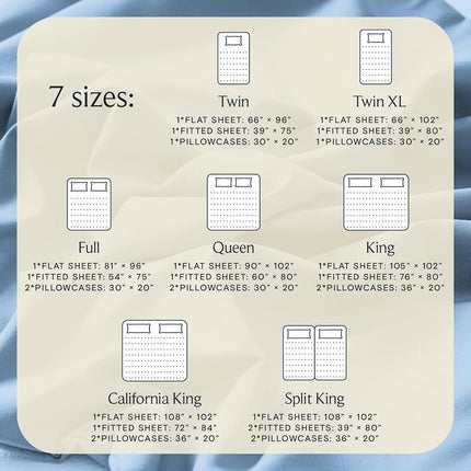 Queen Size Sheet Set, Cooling & Soft Deep Pocket Bed Sheets, 4PC