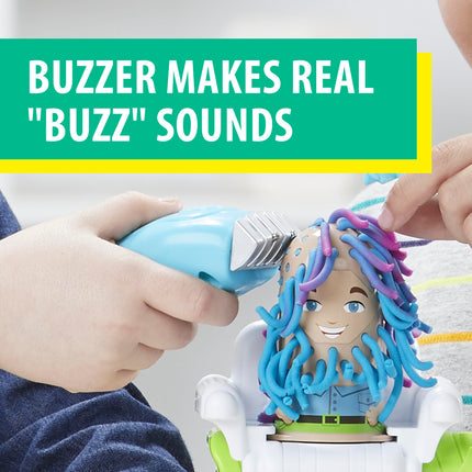 Set de peluquería Play-Doh Buzz 'n Cut Fuzzy Pumper, zumbador eléctrico, 5 botes de plastilina de 56 gramos, juguetes para preescolares, regalos de Navidad para niñas y niños, edades de 3 años en adelante (exclusivo de Amazon)