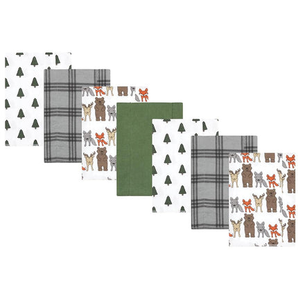 Trapos para eructar de franela de algodón unisex Hudson Baby, paquete de 7, Wild Forest, talla única