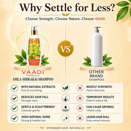 Amla with Shikakai and Reetha Shampoo - Hair Fall Control Shampoo - all Natural Herbal Shampoo - Shampoo for Hair Loss - Shampoo for Oily Hair - 350ml - Vaadi Herbals