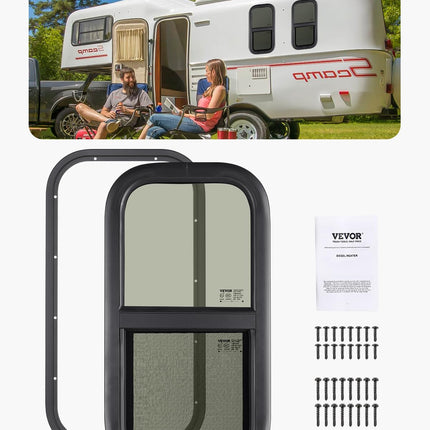 VEVOR Vertical RV Window, 12" W x 24" H Tinted Sli