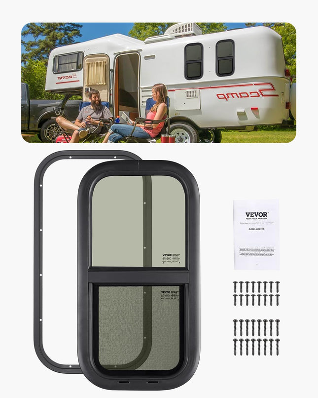 VEVOR Vertical RV Window, 12" W x 24" H Tinted Sli