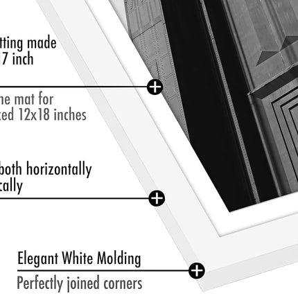 Americanflat 12x18 Poster Frame with Polished Plexiglass - Set of 2 - Use as 11x17 Frame with Mat or 12x18 Frame Without Mat - Galleria Collection - Photo Frames for Wall Display - White