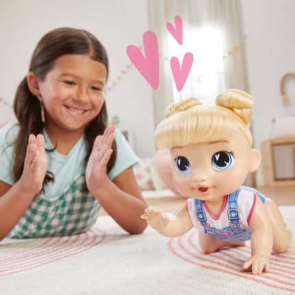 Baby Alive Crawl 'n Play Harper Hugs Electronic Crawling Baby Doll Set, Blonde Hair, Kids Toys for Girls & Boys 3 Years & Up, 27 cm/10.75 inches