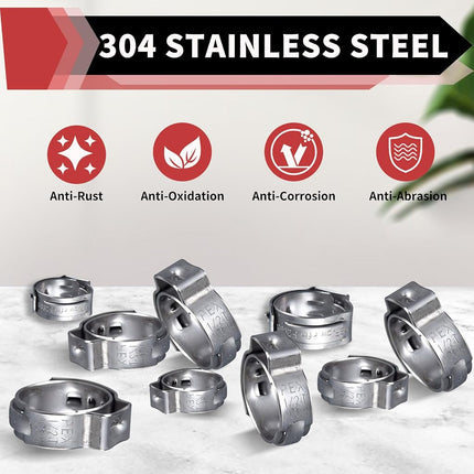 Anillos de abrazadera de cincha PEX de acero inoxidable EFIELD de 1/2 pulgada (paquete de 120 unidades) para tuberías PEX