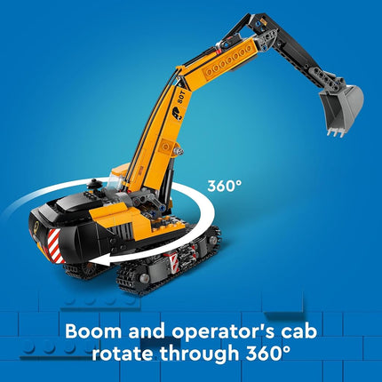 LEGO City Yellow Construction Excavator, Digger Truck Toy for 8 Plus Year Old Boys & Girls, Kids Toy Vehicle Set with Character Minifigures, STEM Building Kit 60420