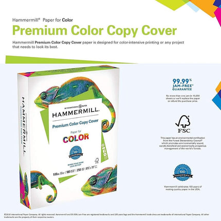 Hammermill Paper, Premium Color Copy Cover Cardstock, 17x11 Paper, 100lb Paper, 100 Bright, 3 Packs / 750 Sheets (133202C) Heavy Paper, Card Stock White