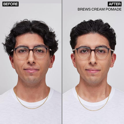 Redken Brews Cream Pomade For Men | Men's Hair Styling Pomade | Medium Hold | Natural, Smooth Finish With Low Shine | For All Men Hair Types | Water-Based Pomade | 100ml