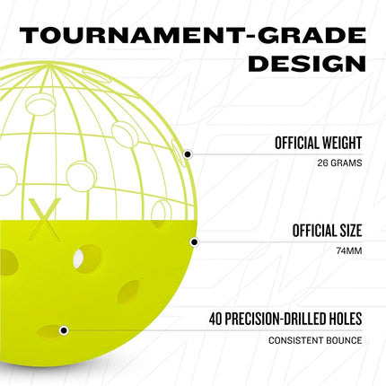 Franklin Sports Outdoor - X-40 Pickleball Balls - USA (USAPA) Approved - 12 Pack Outside - Optic Yellow - US Open Ball