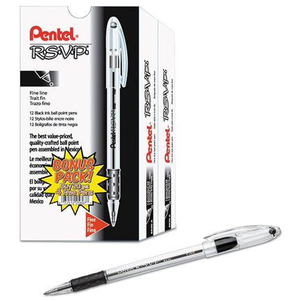 Pentel R.S.V.P. fine point Stick Pens 0.7mm (BK90ASW2)(Pack Of 24)