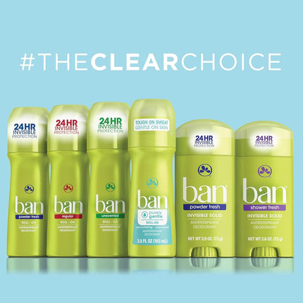 ((6 Pack)) - Ban Antiperspirant Deodorant, Invisible Solid, Powder Fresh, 80ml Bottles (Pack Of 6)