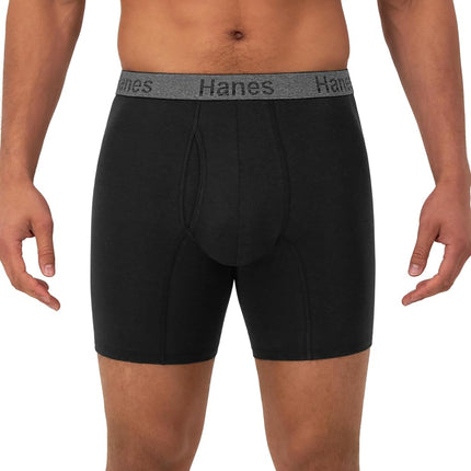 Hanes Men's Comfort Flex Fit, Ultra Soft Stretch, Long, 3-Pack Boxer Briefs, Blue-Regular Leg-3 Pack, XXL (Pack of 3)