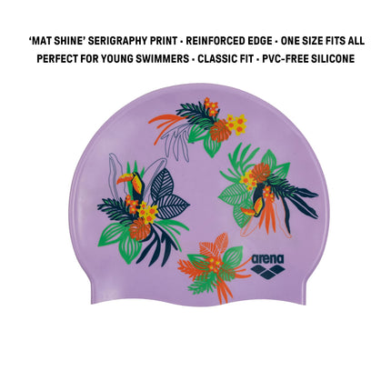 arena Gorro de Natación Estampado Unisex Junior para Niños y Niñas, 100% Silicona, Talla Única, Tucanes