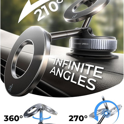 MRGLAS 2026 Upgraded Vacuum Magnetic Phone Holders for Your Car 360° Adjustable Absorption Magnetic Bracket 98LBS Magsafe Suction Cup